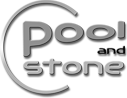 Logo pool and stone schwarzweiß